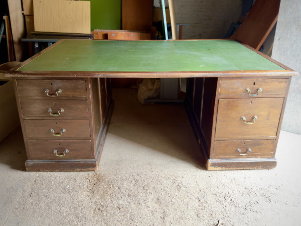 Double pedestal mahogany desk
